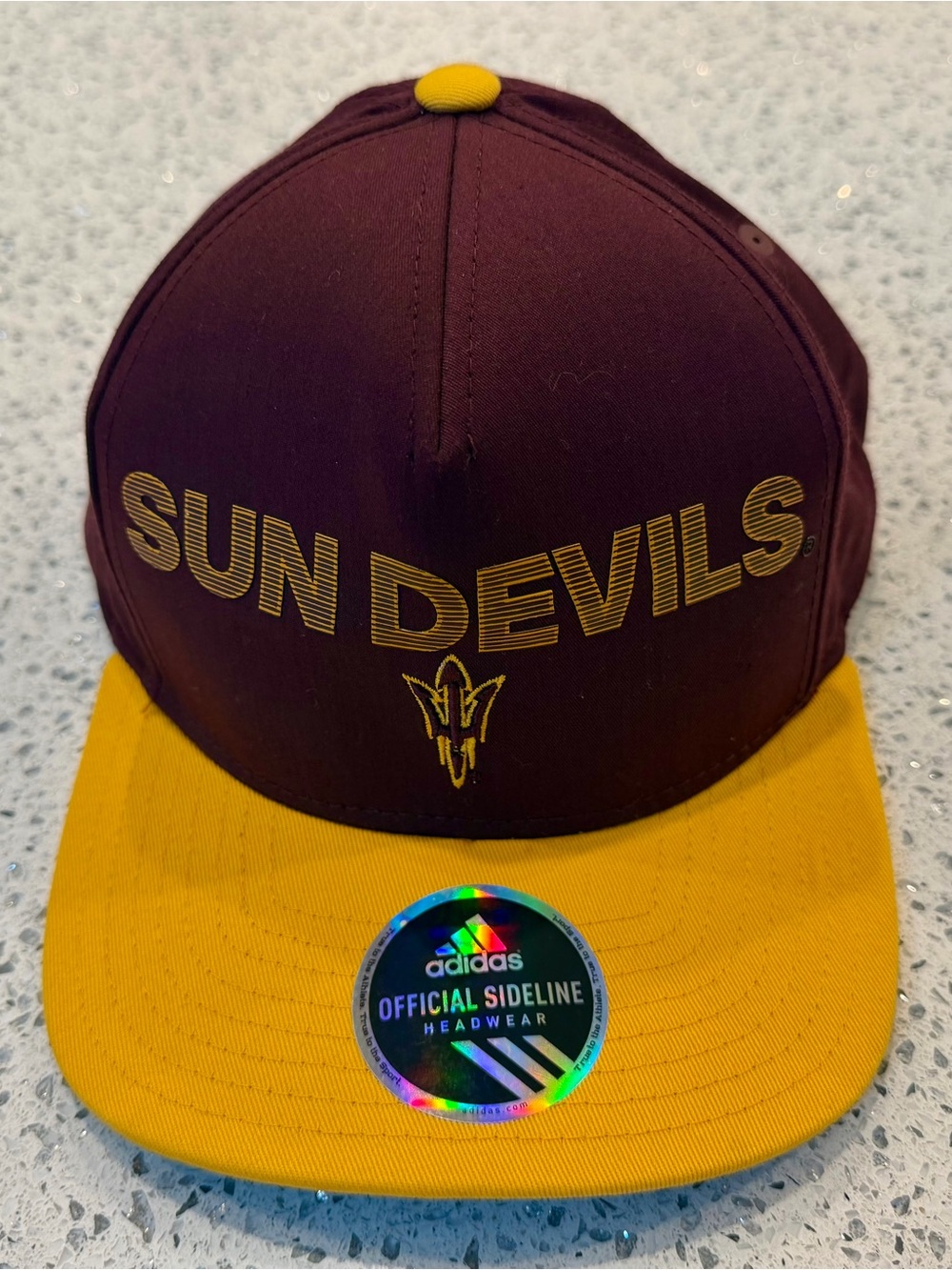 adidas Sun Devils Two-Tone Snapback Hat - Maroon & Gold New